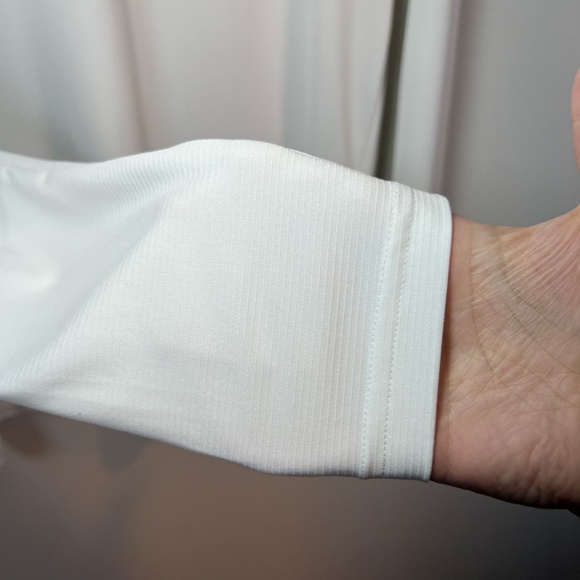 Adidas Womens Primegreen V-Neck Shirt White Base Layer Long Sleeve Stretch Large - Picture 4 of 11